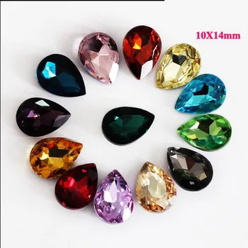 (100buc/lot) 10*14mm pere picătură de cristal de lux piatra diy lacrimă pointback cristale de sticla pentru bijuterii, articole de îmbrăcăminte de utilizare