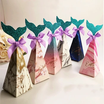 10buc Nou stil sirena cutie de bomboane Consumabile Copii, zi de naștere sau petrecere de nunta arc frumos shell autocolant cadouri cutie de bomboane