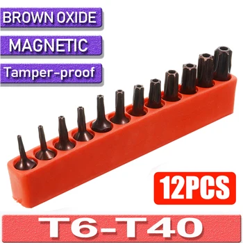 12buc/set Magnetic Șurubelniță Torx Bits T6-Torx T40 Securitate șurubelniță Biți 1/4
