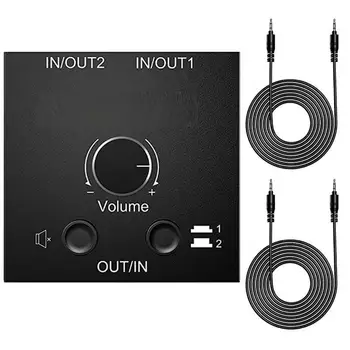 2 Way Audio Comutator Stereo de 3,5 mm Audio Splitter Cutie Cu Buton de Control al Volumului 2 În 1 / 1 La 2 de Selectare Audio pentru Căști
