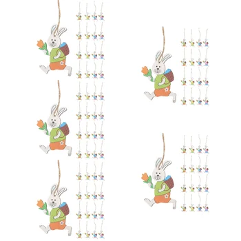 200 buc Paști din Lemn Agățat Ornamente din Lemn Bunny Iepurasul de Decorare Ornamente