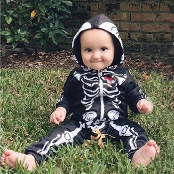 2018 Halloween Craniu Salopetă Pentru Copii Schelet Costume, Hanorace Baietel Haine De Moda Nou-Nascut Salopeta Bumbac Fete De Costume De Topuri