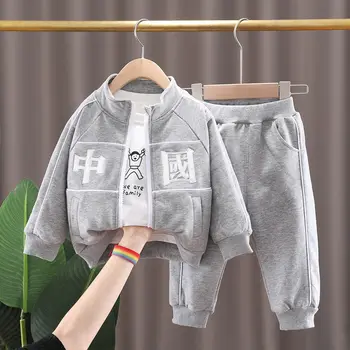 2022 Nouă Primăvară Copii Haine Casual Baieti Fete Desene animate Sacou Tricou Pantaloni 3Pcs/Set Copii pentru Sugari Trening 0-5 Ani