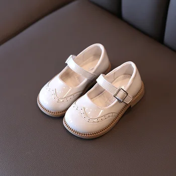 2022 Primăvara anului Nou Copil Copilul din Piele Pantofi retro Stil Britanic Fete Printesa Apartamente Moale cu Talpi Pătrat Gura pantofi pentru Copii