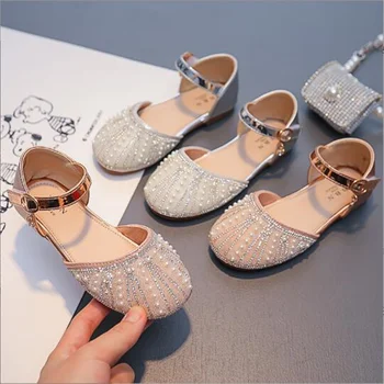 2022 Vara Fete Sandale Perla Paiete Rochie De Printesa Pantofi Plat Moale Petrecere Sandale De Moda Pentru Copii Singură Pantofi Copii, Sandale