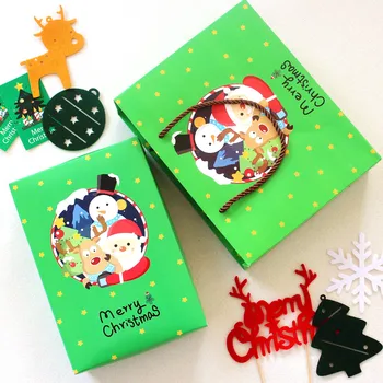 21*14*5cm Culoare Verde Crăciun Fericit, Moș Crăciun de Hârtie Caseta Sertar Caseta de cookie Macaron de Craciun Petrecere de Aniversare Cadouri Ambalare