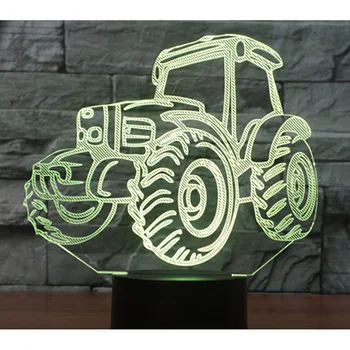 3D LED Lumini de Noapte Tractor Mașină cu 7 Culori deschise pentru Decorațiuni interioare Lampa de Vizualizare Uimitoare Iluzie Optică Minunat