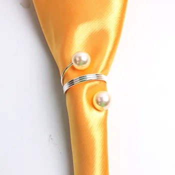 4BUC/metal anti-pearl inel de șervețel de primăvară pearl inel de șervețel de masă decorare suport de șervețele de aur și argint inel servetel