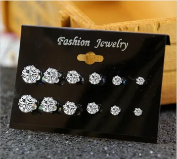 6 perechi/set cristal știfturi de cercei noua creatie simpla zircon gheara burghiu cercei bijuterii pentru femei