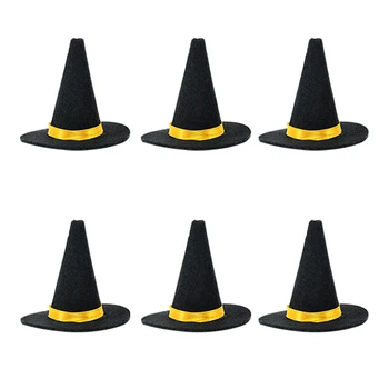 6pcs Mini Simțit Pălării de Vrăjitoare Manual Sticla de Vin Petrecere de Halloween Acasă Accesorii de Par DIY Meșteșug Cadou de Vacanță Decoratiuni Consumabile