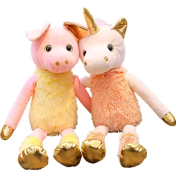 70/90cm Picior Lung Unicorn Porc Jucării de Pluș, Copii, Animale de Pluș Moale Papusa de Desene animate Cai de Animale de Înaltă Calitate de Cadou Pentru Copii