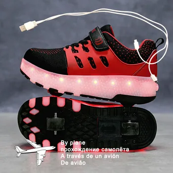 Adidași role pentru Copii Băieți Dimensiune 28-40 de Lumină LED-Up Pantofi cu Roți Duble de Încărcare USB Pantofi de Skate pentru Copii Baieti Fete