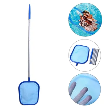 Albastru Piscină Net Reglabil Greblă pentru Frunze Plasă de Skimmer 5pcs Secțiune Stâlp pentru Iazuri Spa de Înot de Curățare Piscină Frunze, Resturi de Instrumente de
