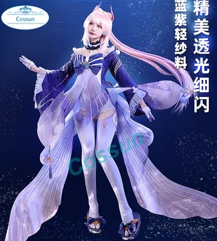 Anime! Genshin Impact Sangonomiya Kokomi Joc Costum Rochie Uniformă Cosplay Costum Petrecere de Halloween, Joc de Rol Costum Pentru Femei NOU