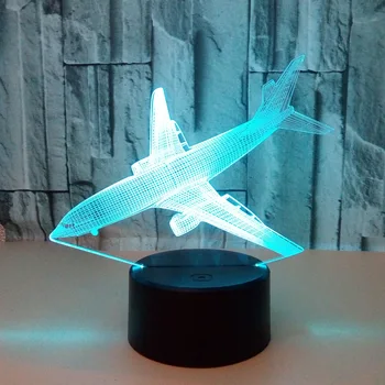 Aterizare de Avioane 3d Colorate Lampa Usb cu Led-uri Touch Iluzie 3d Veioza Noutate Luminaria Led 3d, Corpuri de iluminat