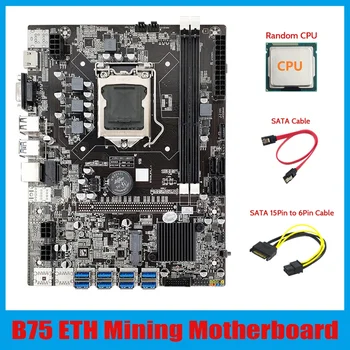 B75 ETH Miniere Placa de baza 8XPCIE Adaptor USB+CPU+SATA 15Pin La 6pini Cablu+Cablu SATA LGA1155 B75 Miner Placa de baza