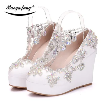 BaoYaFang Noi Femeile nunta de cristal pantofi Pene tocuri platforma pantofi de cristal curea glezna Femeie Pompe de înaltă pantofi