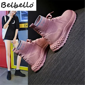 Belbello Toamna anului 2019 nouă versiune de toate-în jurul valorii de șosete pentru femei respirabil zbura țesute pantofi pentru femei FZ-6619