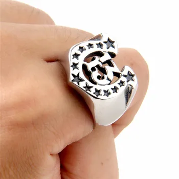 Bijuterii din oțel inoxidabil Barbati moda punk 13 stele în formă de u din oțel titan ring