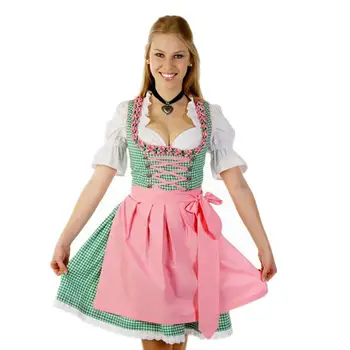 Carouri Verde Adult Doamnelor Bere Costum Bavarez Oktoberfest Dirndl Scurt Târfă Rochie Fancy