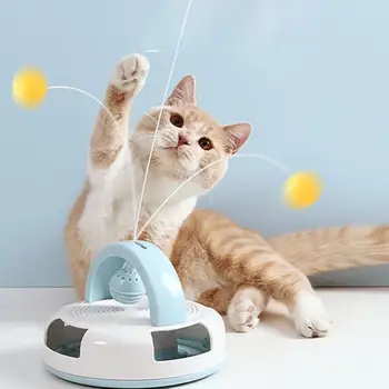 Cat Teaser Stick Cu Platan Rotativ de Tenis de Masă de Auto-fericit Interactive Jucărie Pisica Consumabile