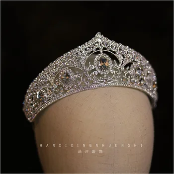 CC Coroane pentru Femei Accesorii de Nunta rochie de Mireasă de Logodna Ornamente de Păr de Lux, Bijuterii de Cristal Concurs de Coronițe AN004