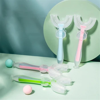 Copii Periuta de dinti Forma de U pentru Sugari Periuta de dinti Cu Maner de Silicon Îngrijire Orală Curățare Perie pentru Copii mici de Varsta 2-12 Copii
