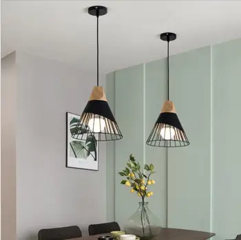 Creative home iluminat modern, simplu, sufragerie, camera de zi studiu din lemn masiv con corn Candelabru de Fier