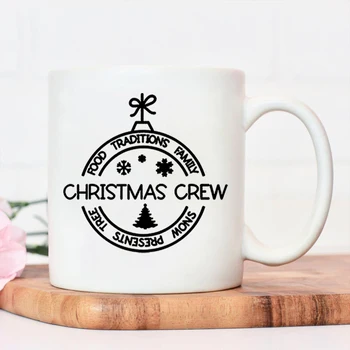 Crăciun Echipajul Cani Cadou de Anul Nou Creative Ceașcă de Cafea Logo-ul de Imprimare Cana Ceramica cu Mare Handrip Cana de Apa Suc de Cani