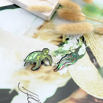Desene animate broasca testoasa meduze email brosa creativ interesant viața marină aliaj insigna rucsac accesorii bijuterii cadouri pentru copii
