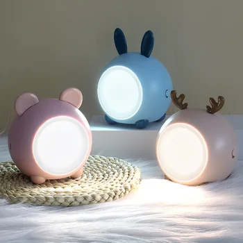 Drăguț animale de Companie Lumina de Noapte LED Touch Non-Polar Reglaj Dormitor Dormi Noaptea Lumina de Încărcare USB Noptieră Lumina de Noapte