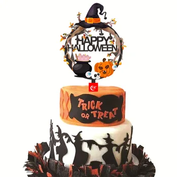 Felinar de dovleac Halloween Fericit Acril Culoare Toppers Tort de Vrăjitoare Schelet de Copt Toppers Tort pentru Petrecerea de Halloween Cake Decor Nou