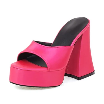 Femei de Moda Toc Gros Papuci de casă 2022 Vara Noi de sandale Sexy Slide Sandale Platforma Petrecere de Nunta Pantofi de 14 CHC-25