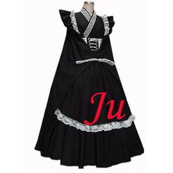 fondcosplay Sissy Menajera Gothic Lolita Punk de Moda Japonia Kimono negru Rochie de bumbac Cosplay Costum CD/TV[CK750]