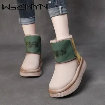 Glezna Cizme Pentru Femei 2023 Moda Impermeabil Lady Pantofi De Iarna De Pluș Cald Cizme De Zapada Anti-Alunecare Blana Căptușite Cu Sireturi Pantofi În Aer Liber