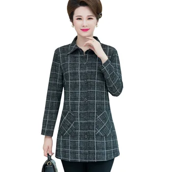 Haina clasic de Mari dimensiuni de îmbrăcăminte pentru femei Hanorac zăbrele haine de toamna de varsta Mijlocie femei haine coreeană de moda de îmbrăcăminte 04