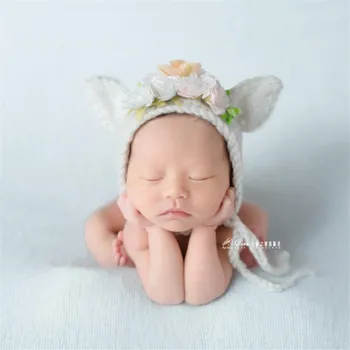 Handmade tricotate bonetica pălărie Nou-nascutului fata de flori capota pălărie recuzită fotografie