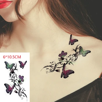 Impermeabil Tatuaj Temporar Autocolant de Culoare Fluture Floare de Viță de vie Sexy Body Art Flash Tatuaj Fals Tatuaj pentru Femei Barbati