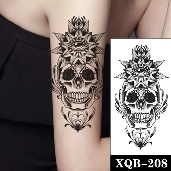 Impermeabil Tatuaj Temporar Autocolant Negru Ochi al lui Dumnezeu Craniu Sanscrită Flori Tatuaje False Flash Tatuaje Braț de Arta Corp pentru Femei, Bărbați