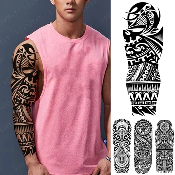 Impermeabil Tatuaj Temporar Autocolante Totem Spirala Model Broasca Testoasa Ceas Mare De Umăr Mâneci Body Art Fals Tatuaj Pentru Barbati Femei