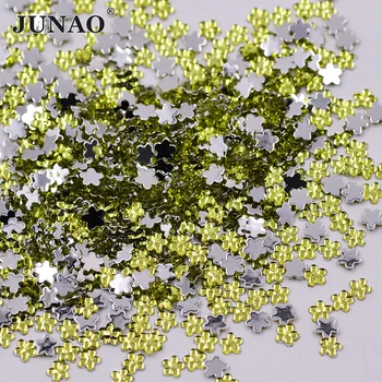 JUNAO 5000Pcs de 3mm Culoare Galben de Unghii 3D, Flori Stras de Cristal Acrilice Aplicatiile Non Remediere rapidă Strass Pentru Decorare Manichiura
