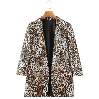 Leopard De Imprimare Sacou Femei De Haină De Primăvară Crestate Guler Maneca Lunga Vrac Doamna De Moda Sacou Streetwear 2022 Uza Topuri N158