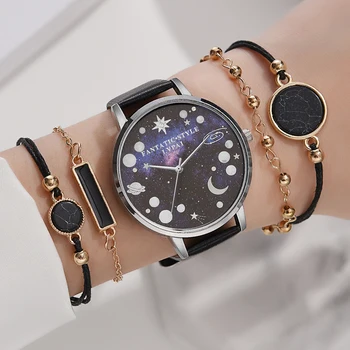 Lvpai Brand 5PCS Nouă Brățară Ceas Moda Stabilit din Piele Trupa Cristal Femei Doamnelor ceasuri de Mînă Ceasuri Relogio Feminino Reloj