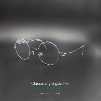 Manual punte dublă ochelari lentile rotunde cu diametrul de 46mm lumina albastra anti-scurt cu deficiențe de vedere oglindă ochelari Super Stil Clasic