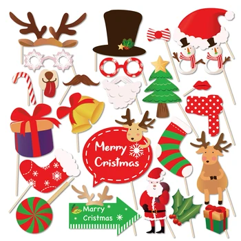 Merry Christmas Party Decoratiuni DIY Domnul Doamna Photobooth Recuzită Moș Crăciun Elan An Nou Fericit Favoruri de Partid
