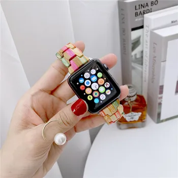 Moda din Lemn de Bambus 40 de 44MM Trupa pentru apple watch 1 2 3 4 5 6 culoare curea de ceas pentru iWatch serie SE 38 42MM Pliere Incuietoare Curea