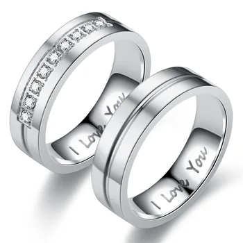 Moda nou inel cu diamant TE IUBESC cuplu inel, inel din otel inoxidabil