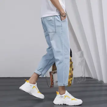 Moda Streetwear Blugi Largi Picior Barbati Classic Slim Fit Pantaloni Casual Sport Pantaloni De Trening Glezna Lungime Pantaloni Din Denim 2021 Noi