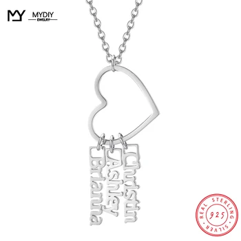 MYDIY Argint 925 Familie Colier Personalizat cu Numele Coliere pentru Totdeauna Dragoste Pandantiv Inima de Link-ul Lanț Colier pentru Femei Bijuterii