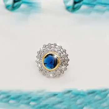 Noi Reglabil Bleumarin Aur Alb Tricolor Zircon Inele de Lux pentru Femei de Nunta Aniversare de Bijuterii Cadou G1625